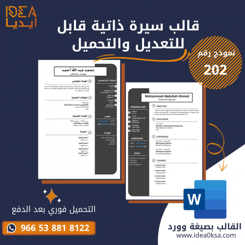 قالب سيرة ذاتية رقم (202) بصيغة وورد MS Word