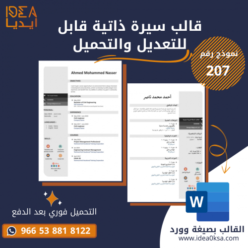 قالب سيرة ذاتية رقم (207) بصيغة وورد MS Word