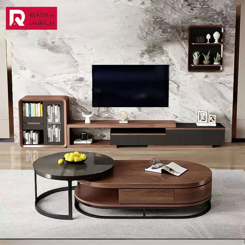 طاولة تلفزيون خشبية R07521-B - اثاث منزلي مصمم على ذوقك افضل انواع الخشب رياش آب