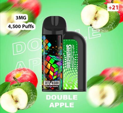 شيشتي DTL تفاحتين سحبة فيب 4500 موش ذات نيكوتين منخفض shishati Double Apple