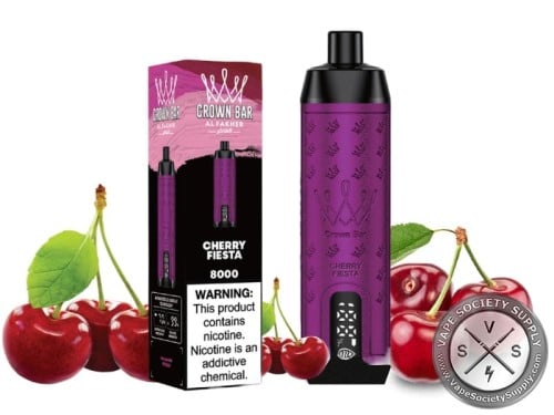 شيشة كراون بار 8000 سحبه كرز من تاج الفاخر CROWN BAR 5MG