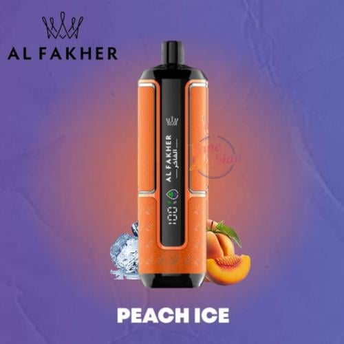 شيشة تاج الفاخر كراون بار 15000 هايبر ماكس خوخ منعش ALFAKHER CROWN BAR PEACH Ice