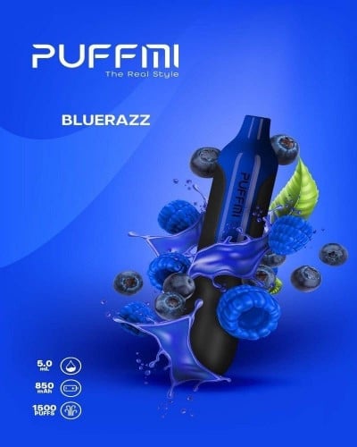 سحبة جاهزة مرة بف مي توت ازرق 1500 موش PUFFMI BLUE RAZZ