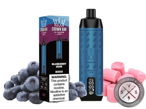 شيشة كراون بار 8000 سحبه علكة التوت من تاج الفاخر CROWN BAR 5MG