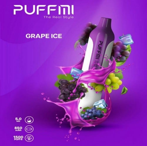 سحبة جاهزة مرة بف مي عنب ايس 1500 موش PUFFMI GRAPE ICE