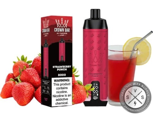 شيشة كراون بار 8000 سحبه كوكتيل فراولة من تاج الفاخر CROWN BAR 5MG