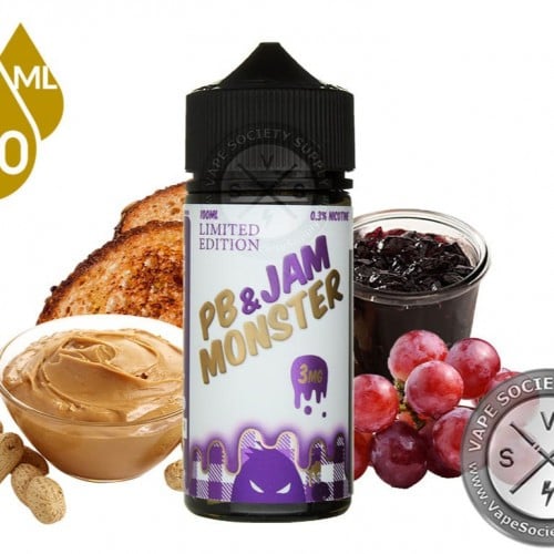 نكهة جام مونستر زبدة الفول السوداني و مربى العنب فيب 100 مل JAM MONSTER PB & GRAPE