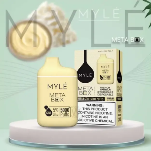 سحبة مايلي فانيلا فرنسيه 5000 موشة MYLE META BOX DISPOSABLE DEVICE 5000 PUFFS - FRENCH VANILLA