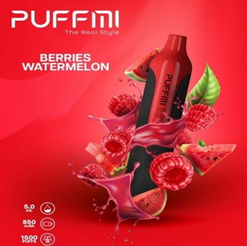 سحبة جاهزة مرة بف مي مكس بطيخ توت 1500 موش PUFFMI BERRIES WATERMELON