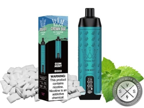 شيشة كراون بار 8000 سحبه علكة النعناع من تاج الفاخر CROWN BAR 5MG