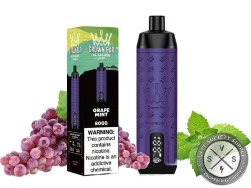 شيشة كراون بار 8000 سحبه عنب نعناع من تاج الفاخر CROWN BAR 5MG