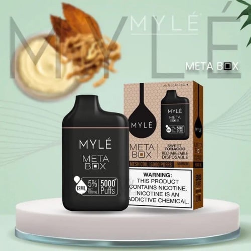 سحبة مايلي سويت توباكو 5000 موشة MYLE META BOX DISPOSABLE DEVICE 5000 PUFFS - Sweet Tobacco