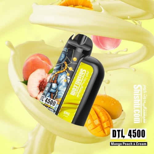 شيشتي DTL مانجو خوخ كريمة سحبة فيب 4500 موش ذات نيكوتين منخفض shishati mango PEACH cream