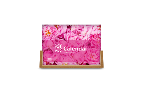 تقويم خشبي 2026 – تصميم الورد الطائفي