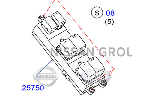 مجموعة ازرار زجاج باب السائق نيسان بيك اب نفارا 2012/2015