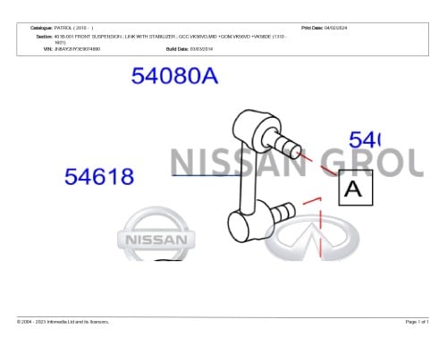 مسمار توازن امامي نيسان باترول 2010/2020