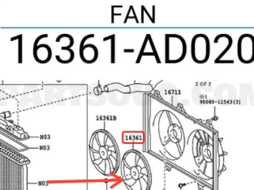 ريشة مروحة افالون 2005 - 2011 /كامري 2007 - 2011 6سلندر   ( 5 ريشة) 022770-5970