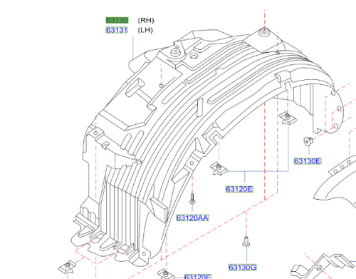 بطانة رفرف امامي نيسان باثفيندر كلاسيك  2006/2013