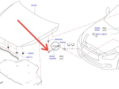 مساعد كبوت انفينتي QX50 يجب تطبيق رقم الهيكل