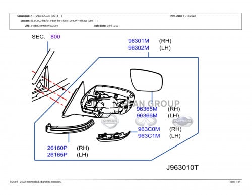 مراية باب اكس تريل 2018/2022-بكاميرا