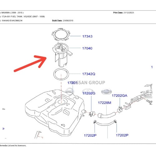 طرمبة بنزين كاملة مكسيما 2010/2015-أصلي وكالة