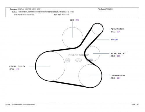 سير مروحة  نيسان صني  2012/2023