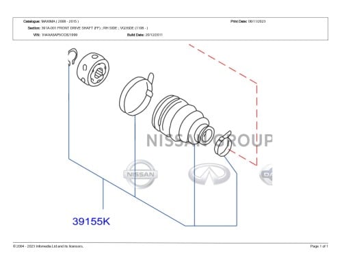 جلدة عكس داخلي نيسان مكسيما 2010/2015