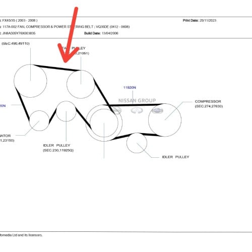 سير مروحة و دينمو انفنتي FX35 2005/2006
