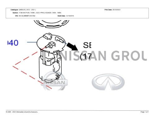 طرمبة بنزين  انفنتي QX60/JX 2014/2016