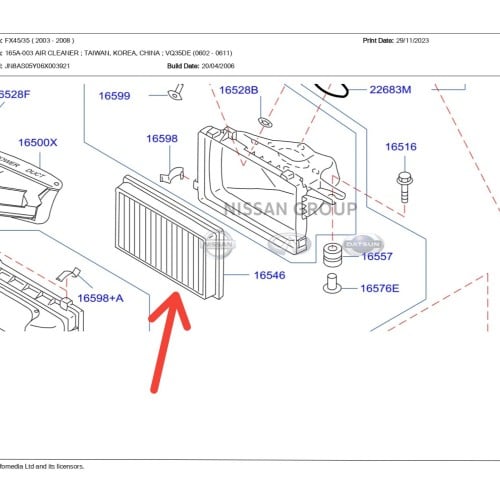 فلتر هواء انفنتي 2006/2008  صناعة ماليزي