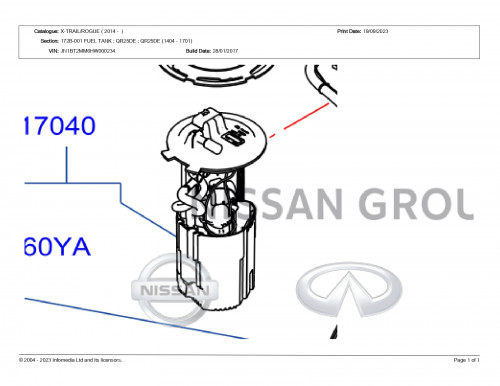 عوامة بنزين نيسان اكس تريل 2014/2022 أصلي وكالة