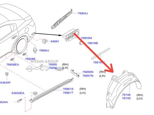بطانة رفرف خلفي  نيسان مكسيما MAXIMA ( 2008 - 2015 )