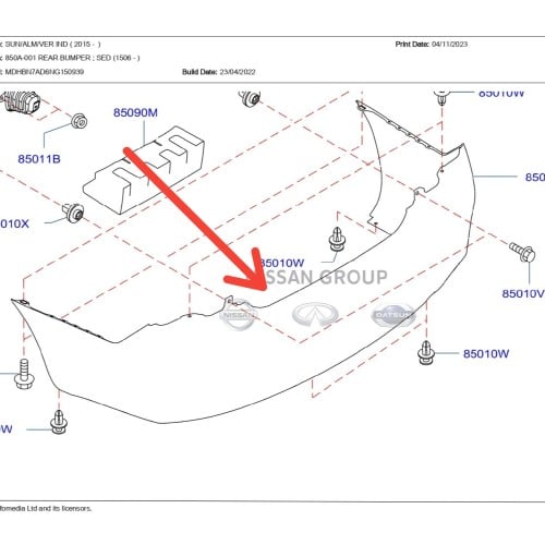 صدام خلفي   نيسان صني حساسات 2015/2022