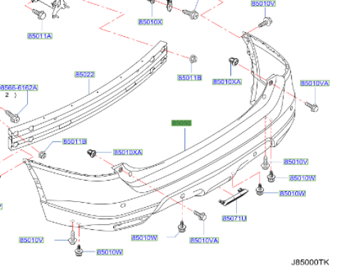 صدام خلفي نيسان اكس تريل  2014/2016