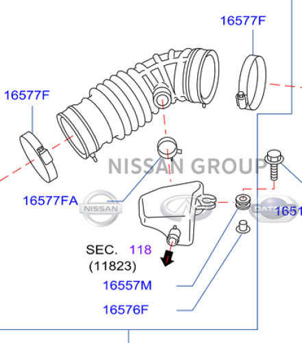 PIPE ASSY-AIRخرطوش هواء انفنتي G35/37/27