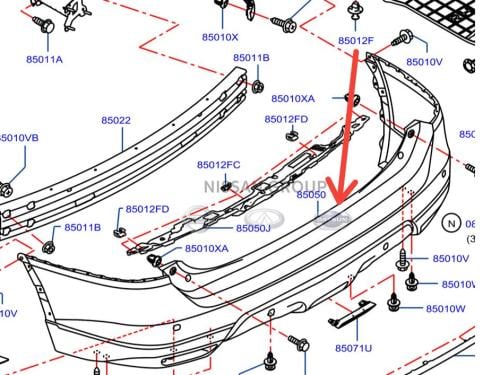 صدام خلفي نيسان اكس تريل فتحات حساس  2018/2022
