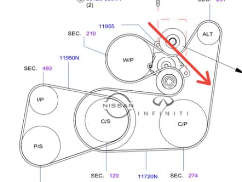 سير مروحة نيسان نافارا ديزل 2016/2019
