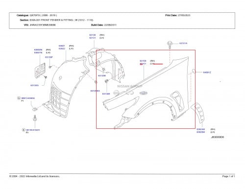 رفرف امامي يسار انفنتي 2010/2011 QX70/FX35