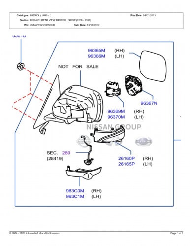 مراية باب جانبيه نيسان  باترول 2010/217 DOOR MIRROR ASSY