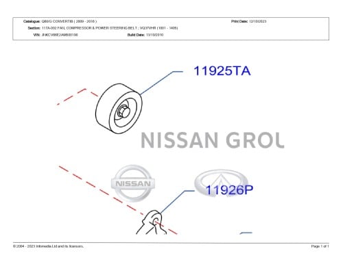 بكرة سير انفنتي Q60/G35/25/37 CONVERTIB ( 2010 - 2014)