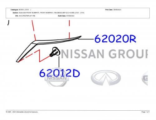 نيكل صدام امامي يسار  /MOULDING - FRONT BUMPER  نيسان كيكس