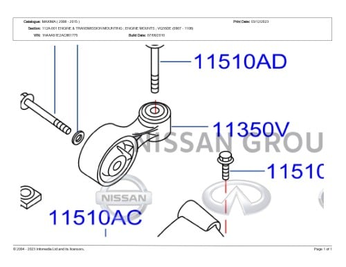 كرسي مكينة شداد نيسان مكسيما 2010/2015