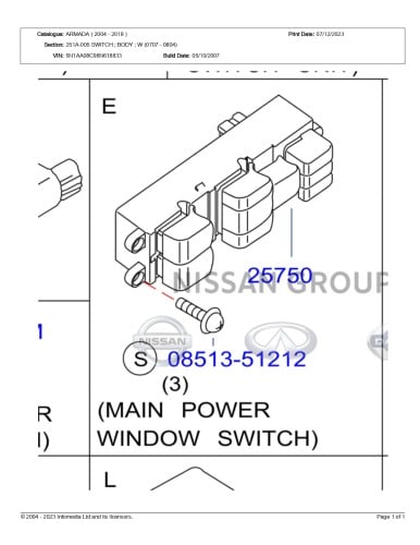 مجموعة زجاج  باب السائق ارمادا 2007/2010