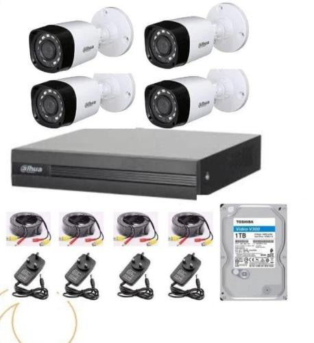 dahua dvr 4 ch / 3 camera 5mp 40m / 1tb hdd / adap...