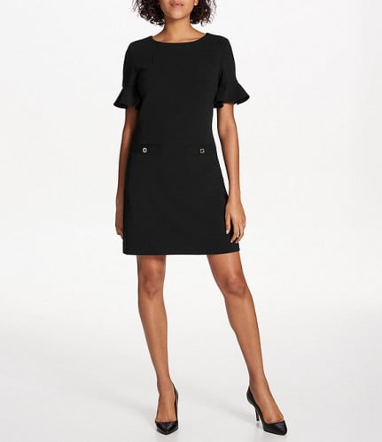 Tommy - TH Flutter-Sleeve Two-Pocket Shift Dress
