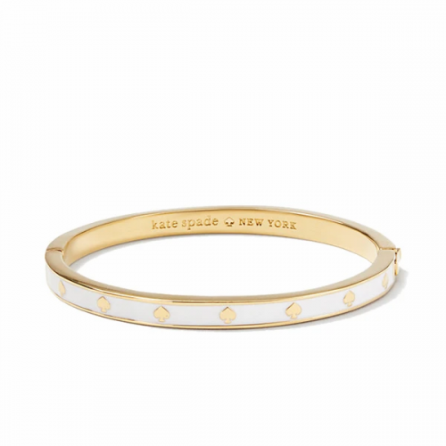 Kate Spade Spot The Spade Enamel Hinged Bangle Whi...