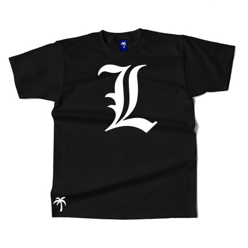 تيشيرت اسود للجنسين - تصميم - Death Note L Symbol