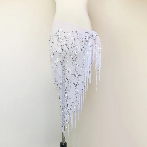 ربطة خصر ترتر طويلة | أبيض فضي