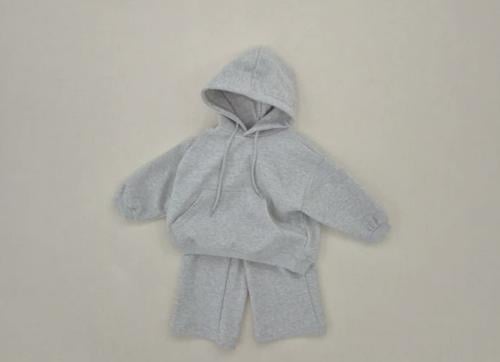 COTTON HOODED SET - MELANGE GREY