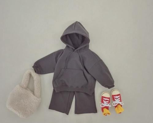 COTTON HOODED SET - CHARCOAL